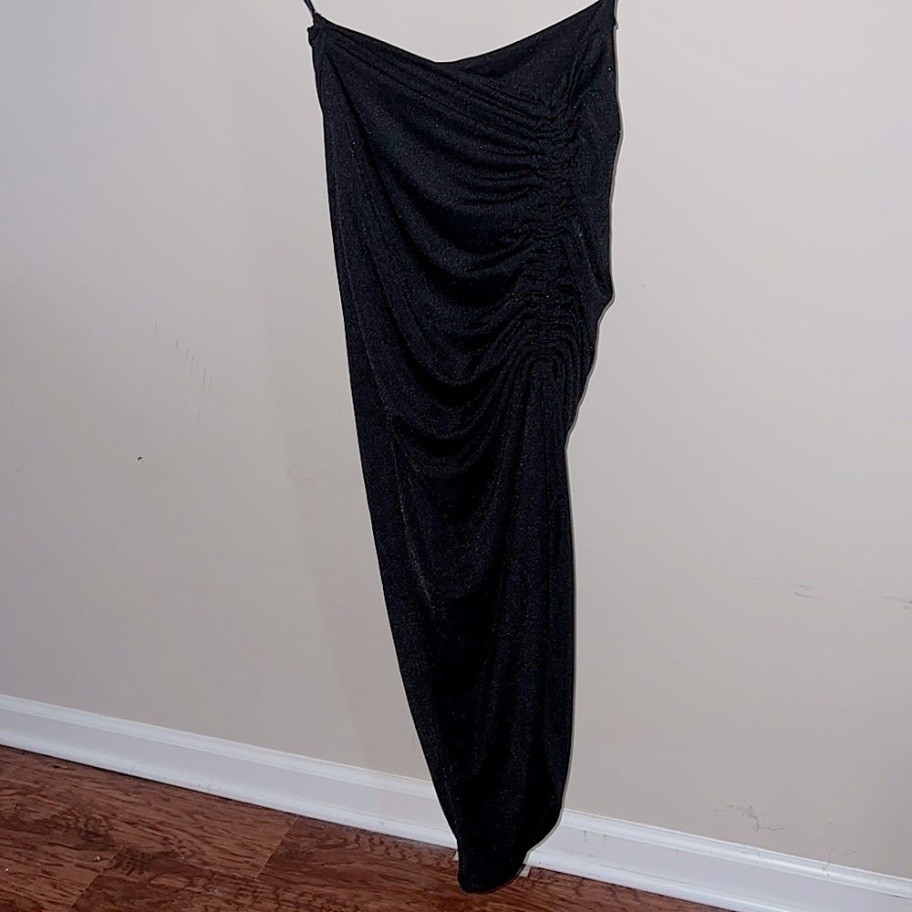 Side slit, rushed skirt